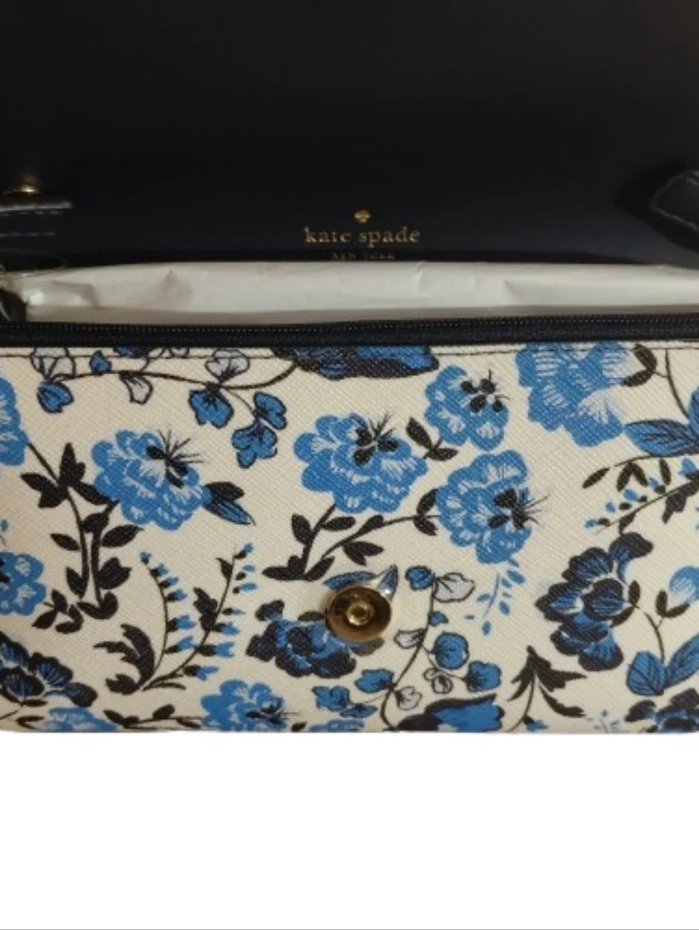 Kate Spade Vase Floral Print Blue Multi Wallet On String Crossbody Bag - Picture 4 of 5